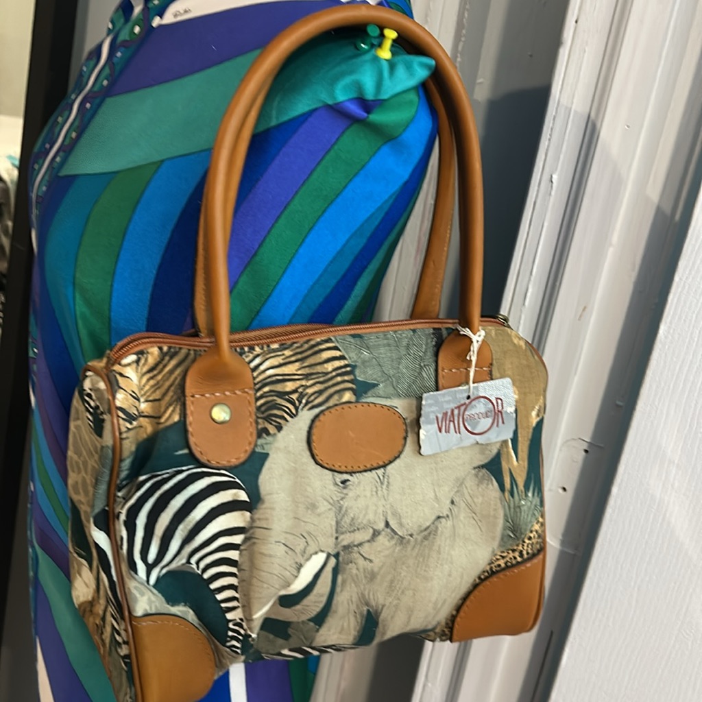 Green And Brown Shoulder Bag With Exotic Print Style # 6085 Color # 118